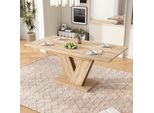Tavolo Da Pranzo Allungabile Flieks 140-180X80X74,5 Cm, Tavolo Da Cucina Rettangolare Per 4-6 Persone, Tavolo Da Pranzo Con Gambe A Forma Di V, Finitura Naturale