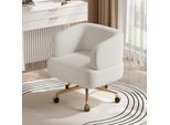 Sedia Da Pranzo Flieks Girevole A 360°, Sedia Imbottita Girevole Con Rivestimento In Ciniglia, Sedia Da Salotto, Sedia Da Ufficio Con Gambe In Metallo, Beige