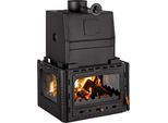 Inserto Camino Prity 3C W28 | 5 + 28,2 Kw | Totale 33,2 Kw | Ø200 Mm | Porta In Ghisa | Caldaia Da 28 L | Riscaldamento Centrale
