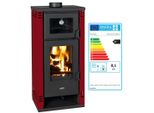 Stufa A Legna Prity K2 Gt F Con Vano Cottura - 8,1 Kw, Design Elegante, Bordeaux, Classe Energetica A+