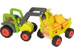 Goki 55887 Caricatore Frontale Con Carro Per Il Fieno 55,4 X 16,3 X 15,2 Cm, 7 Parti, Legno, Verde/Natura