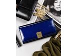 Rovicky | Portafoglio Da Donna, In Vernice, Con Chiusura A Scatto, Blu Scuro, 18,5X9 Cm