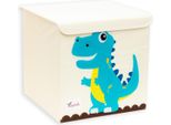 Intirilife Scatola Portaoggetti Con Coperchio Per Bambini - 35 X 33,5 X 33 Cm - Motivo Dinosauri - Contenitore Cubo Per Coperte Giocattoli Vestiti Compatibile Con Gli Scaffali Kallax