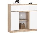Akord Comò 2 Ante 3 Cassetti 1 Anta Piccola Rovere Sonoma/Bianco 101X35X98