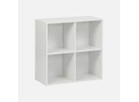 Libreria Modulare In Legno Con 4 Scomparti, Bianco