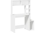 Syfax™ Scrivania Con Mensole Bianca 100X45X140 Cm In Legno Multistrato