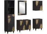Syfax™ Set Di Armadi Da Bagno 5 Pcs Nero Legno Di Mango Massello