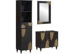 Syfax™ Set Di Armadi Da Bagno 3 Pcs Nero Legno Di Mango Massello