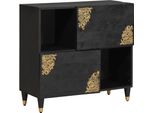 Syfax™ Credenza Con Porta Nero 80 X 33 X 75 Cm Legno Di Mango Massello