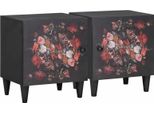 Syfax™ Comodino Con Porta 2 Pcs Nero 40 X 33 X 46 Cm