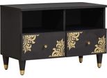 Syfax™ Mobile Tv Nero 70 X 33 X 46 Cm Legno Di Mango Massello