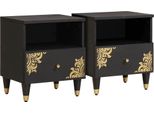 Syfax™ Armadio Da Notte Con Cassetto 2 Pcs Nero 40 X 33 X 46 Cm