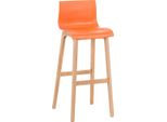 Sgabello Da Bar - Sgabello Alto - Comfort Di Seduta Ergonomico, Polipropilene E Faggio. Colore Del Legno: Arancione