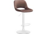 Sgabello Da Bar In Velluto - Sgabello Alto - Regolabile In Altezza E Girevole Per Un Maggiore Comfort | Colore: Marrone | Materiale Base: Metallo Bianco Opaco