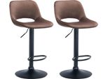 Set Di 2 Sgabelli Da Bar In Velluto - Sgabello Da Bar - Regolabile In Altezza E Girevole A 360° | Colore: Marrone | Materiale Del Telaio: Metallo Nero Opaco