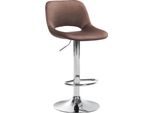 Sgabello Da Bar In Velluto - Sgabello Alto - Regolabile In Altezza E Girevole Per Un Maggiore Comfort | Colore: Marrone | Materiale Base: Metallo Cromato