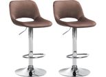 Set Di 2 Sgabelli Da Bar In Velluto - Sgabello Da Bar - Regolabile In Altezza E Girevole A 360° | Colore: Marrone | Materiale Base: Metallo Effetto Cromato