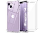 Set Di Custodie Trasparenti Per Apple Iphone 14 + 3X Vetro Temperato A2882 A2649