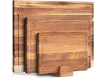 Set Di Taglieri In Legno Di Acacia Zimilo, 3 Pezzi Tagliere In Legno, Tagliere Da Cucina In Legno Bifacciale, Con Scanalatura Per Il Succo E Supporto, Antiscivolo, Facile Da Pulire