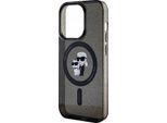 Karl Lagerfeld Klhmp15Lhgkcnok Custodia Rigida Per Iphone 15 Pro 6.1 Czarny/Nero Karl&Choupette Glitter Magsafe