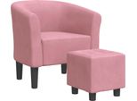 Syfax™ Poltrona Cabriolet Con Poggiapiedi Rosa In Velluto