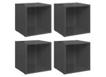 Syfax™ Mobili Porta Tv 4Pz Grigio Lucido 37X35X37 Cm Legno Multistrato