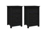Syfax™ Comodini 2 Pz Nera 40X35X61,5 Cm In Legno Massello Di Pino