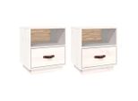 Syfax™ Comodini Bianco 2 Pz 40X34X45 Cm In Legno Massello Di Pino