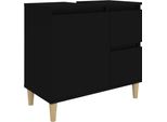Syfax™ Armadietto Da Bagno Nero 65X33X60 Cm In Legno Multistrato