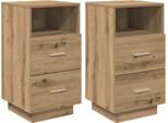 Syfax™ Comodini 2 Pz Con 2 Cassetti Rovere Artigianale 36X36X68 Cm