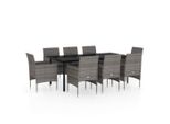 Syfax™ Set Da Pranzo Per Giardino 9 Pz Con Cuscini Grigio E Nero