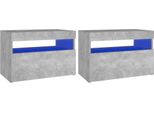 Syfax™ Comodini Con Luci Led 2 Pz Grigio Cemento 60X35X40 Cm