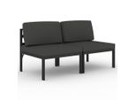 Syfax™ Divano Da Giardino A 2 Posti Con Cuscini In Alluminio Antracite