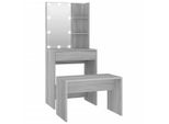 Syfax™ Set Tavolo Da Toeletta Con Led Grigio Sonoma Legno Multistrato