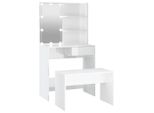 Syfax™ Set Tavolo Da Toeletta Bianco Lucido Con Led Legno Multistrato