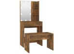 Syfax™ Set Tavolo Da Toeletta Con Led Rovere Fumo In Legno Multistrato