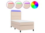 Syfax™ Giroletto Molle Materasso E Led Cappuccino 90X190 Cm Pelle Finta