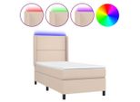 Syfax™ Giroletto Molle Materasso E Led Cappuccino 90X200 Cm Pelle Finta