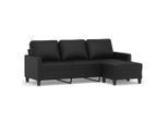 Syfax™ Divano A 3 Posti Con Poggiapiedi Nero 180 Cm In Pelle Finta