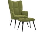 Syfax™ Poltrona Relax Con Poggiapiedi Verde Chiaro In Velluto