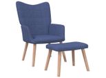 Syfax™ Poltrona Relax Con Poggiapiedi Blu In Tessuto