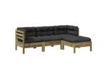 Syfax™ Set Divani Da Giardino 4Pz Con Cuscini Legno Impregnato Di Pino