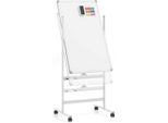 Lavagna Magnetica Fronte-Retro 60 X 100 Cm Con Ruote, Supporto E Vassoio Portapenne, Bianca