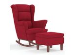 Syfax™ Sedia A Dondolo Con Schienale Alto In Velluto Rosso Vino Legno