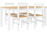 Syfax™ Set Da Pranzo 5 Pz Panama Bianco In Legno Massello Di Pino