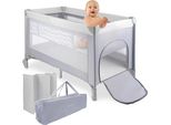 Malplay Lettino Da Viaggio Per Bambini Box A 2 Livelli Montaggio Del Materasso Borsa Pilo 60X120 Cm Grigio Con Ruote Apertura Rapida