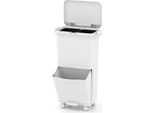 Cestino Per Rifiuti Costway A 3 Scomparti, Bidone Per Rifiuti Da Cucina Da 36L, Bidone A Pedale Su Ruote Con 2 Bidoni Rimovibili E Adesivo, Sistema Di Separazione Dei Rifiuti Con Coperchio