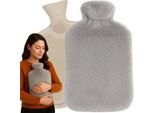Ruhhy Xxl Borsa Dell'acqua Calda Con Rivestimento In Peluche – Borsa Dell'acqua Calda In Gomma Per Un Calore Duraturo, Rivestimento Morbido, Applicazione A Caldo E A Freddo