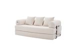 Lvhom Divano Letto Pieghevole In Tessuto A Coste, Letto Da Giorno Modulare Con Struttura In Metallo, Divano Letto Pieghevole Con Contenitore, Portata 300 Kg, Beige