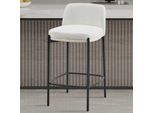 Sgabello 'Ella' In Tessuto Bianco | Gambe In Metallo | H 85 X L 37 X P 42 Cm